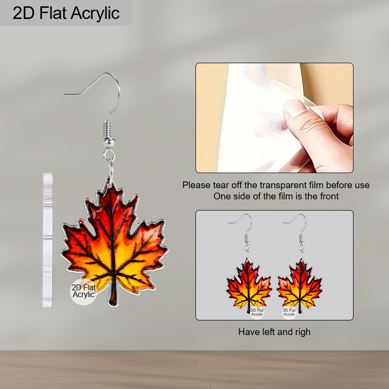 Colorful Maple Leaf Acrylic Earrings for Women